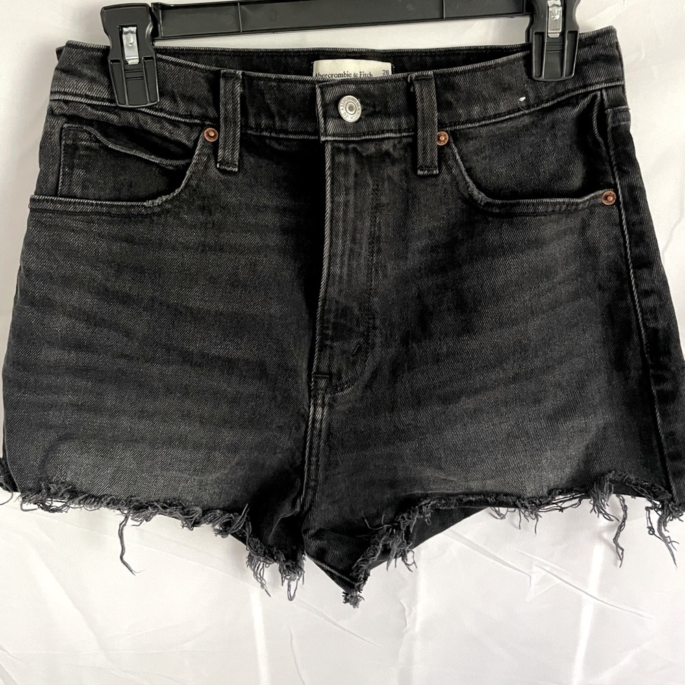 Abercrombie & Fitch distressed black denim shorts